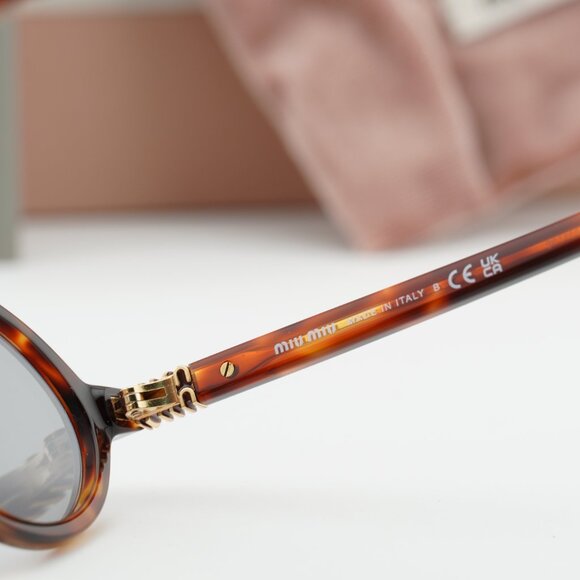 Miu Miu MU04ZS 21C40O Oval Sunglasses – Havana Mahogany\\Grey main image 4